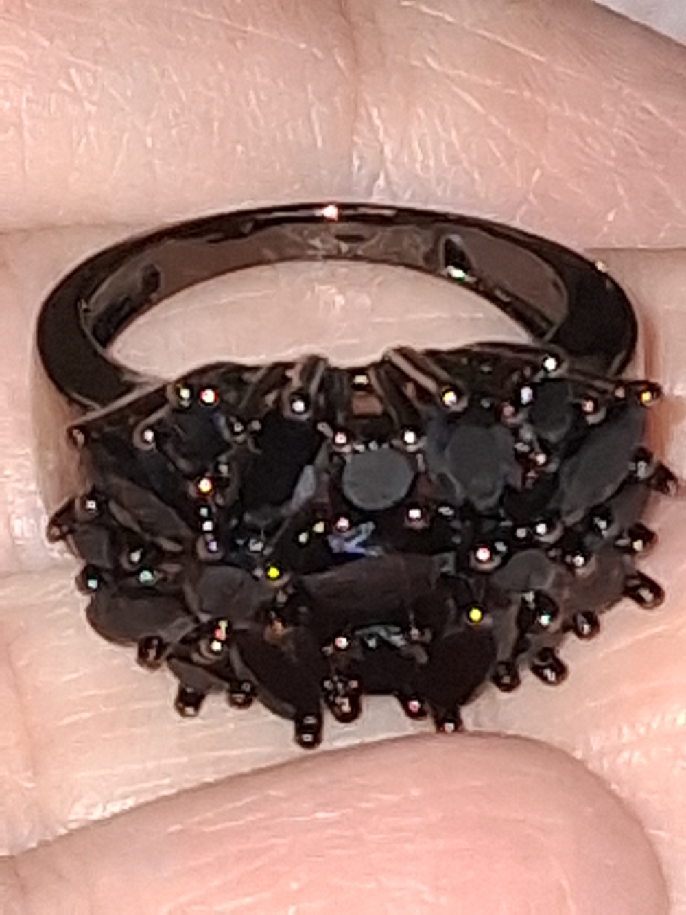 Source Unknown Black Cluster Cocktail Ring - Women Jewelry